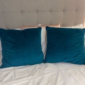 Teal Velvet throw pillows